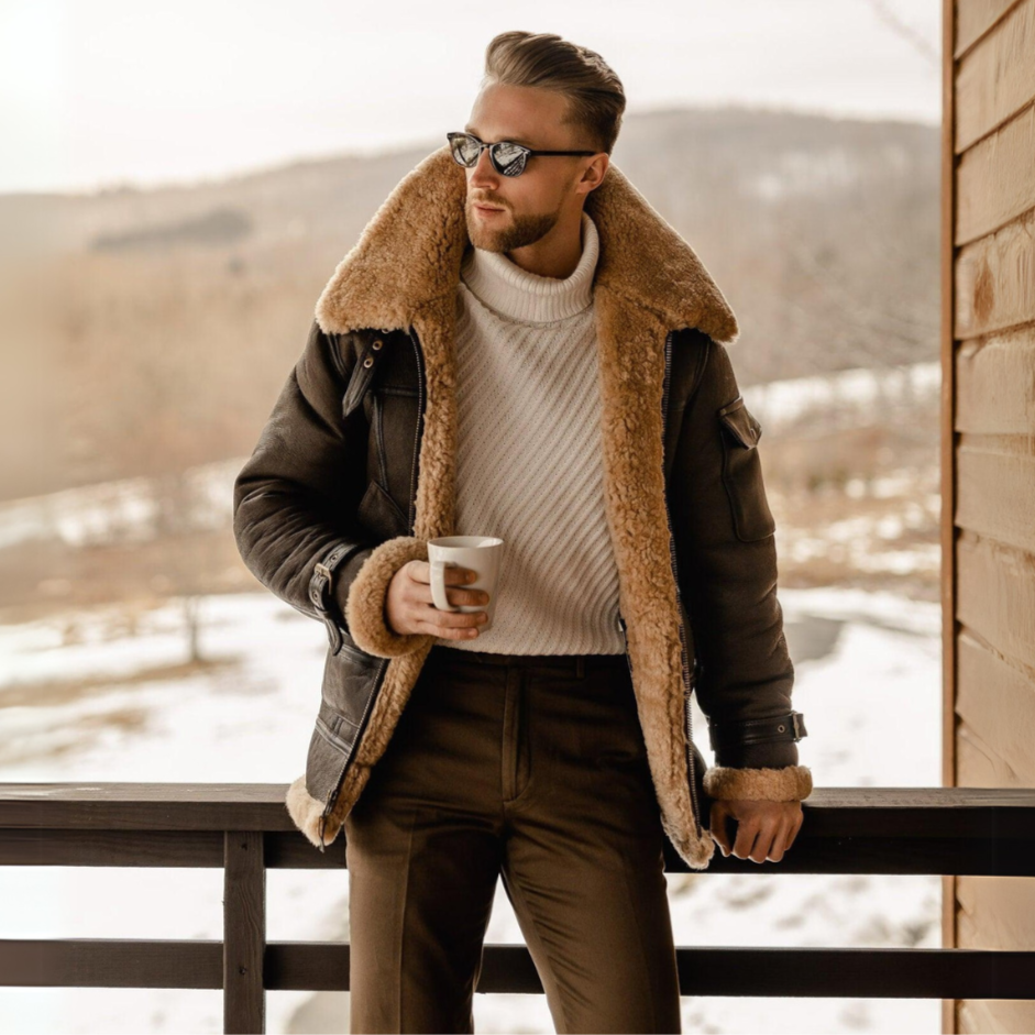 Aviator Jacket | Shearling Collar and Cuffed Design