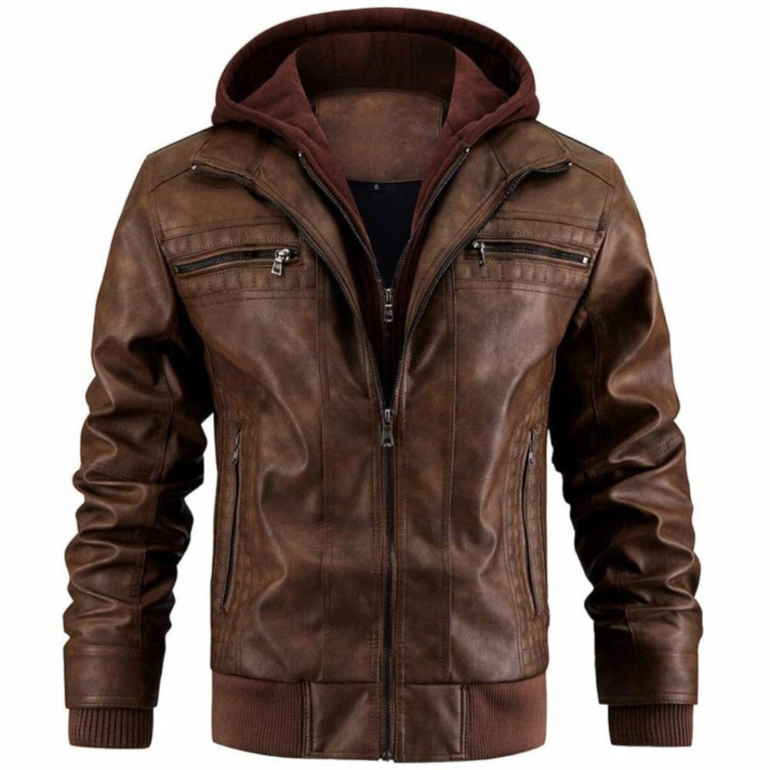 Biker Jacket - Hooded Style with Zip Detail