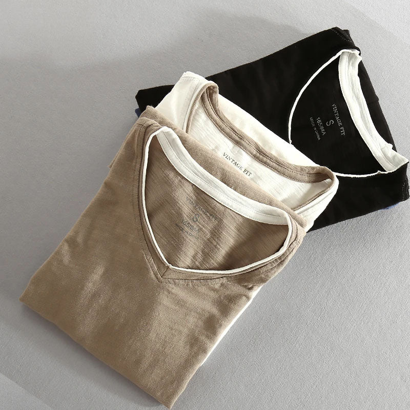 Long Sleeve V Neck Top | Layered Hem Design