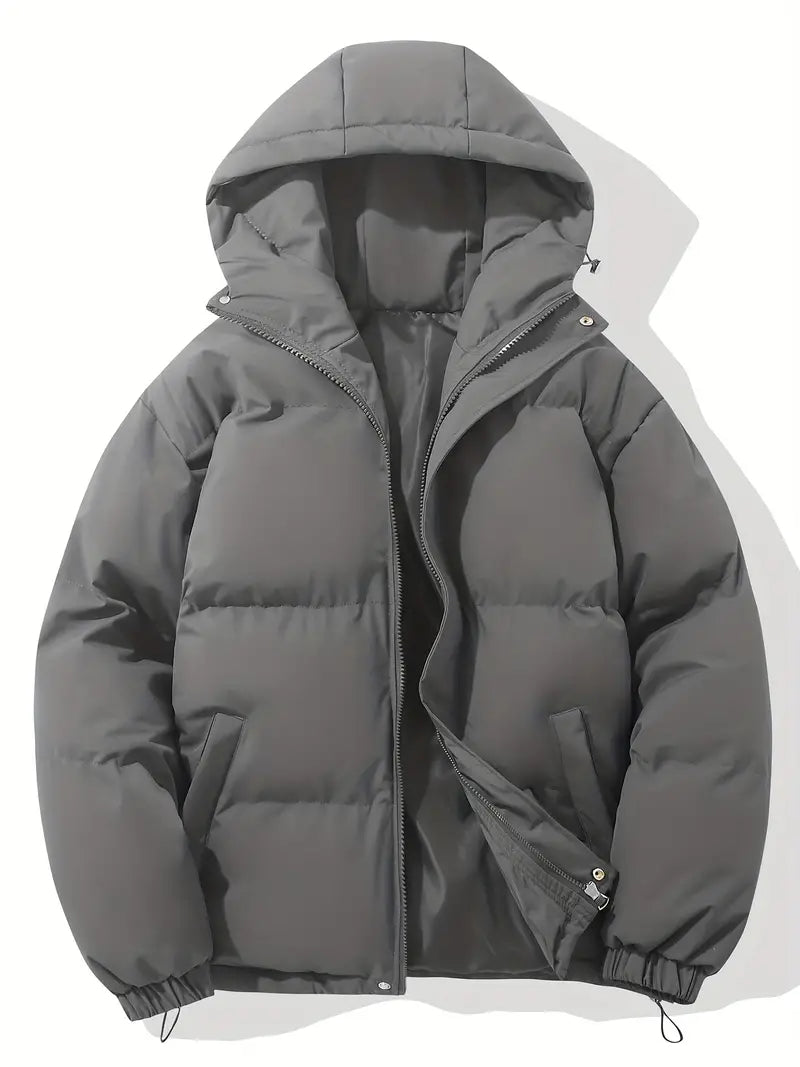 Puffer Jacket - Hooded Zip Front for Cold Weather