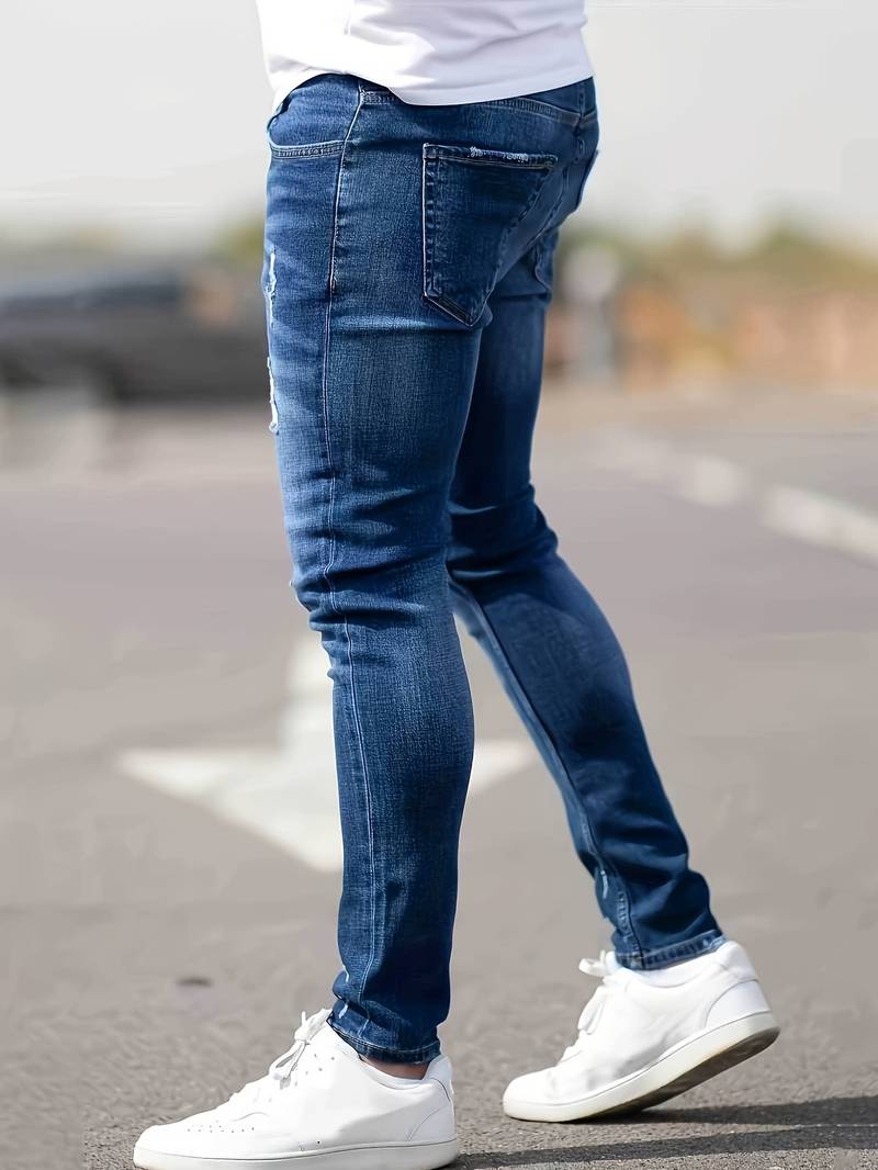 Slim Fit Jeans - Distressed Streetwear Style