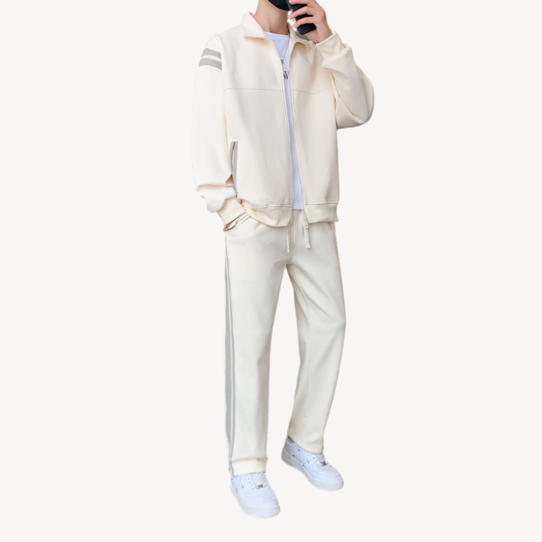 Tracksuit Set - Relaxed Fit Zip Jacket and Joggers