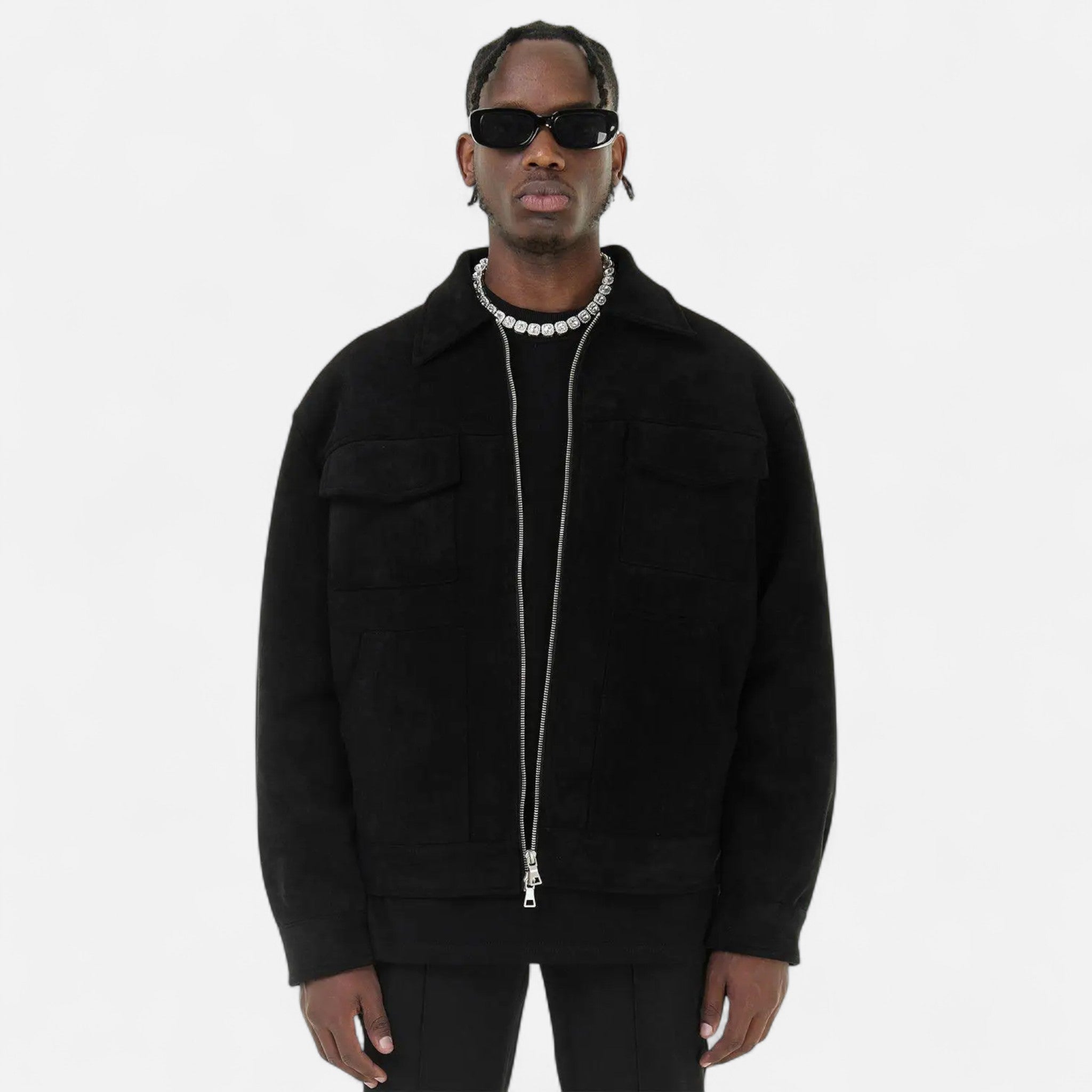 Men’s Trucker Jacket | Zip Front Casual Jacket With Chest Pockets