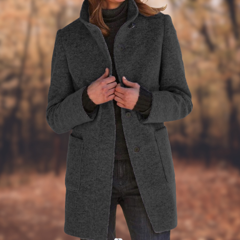 Mid Length Coat - Button Front with Straight Fit