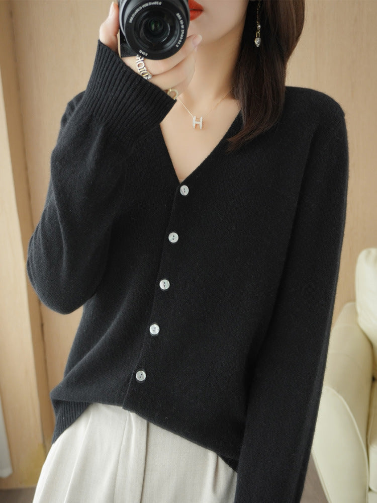 Cardigan - V Neck Button Front Knit