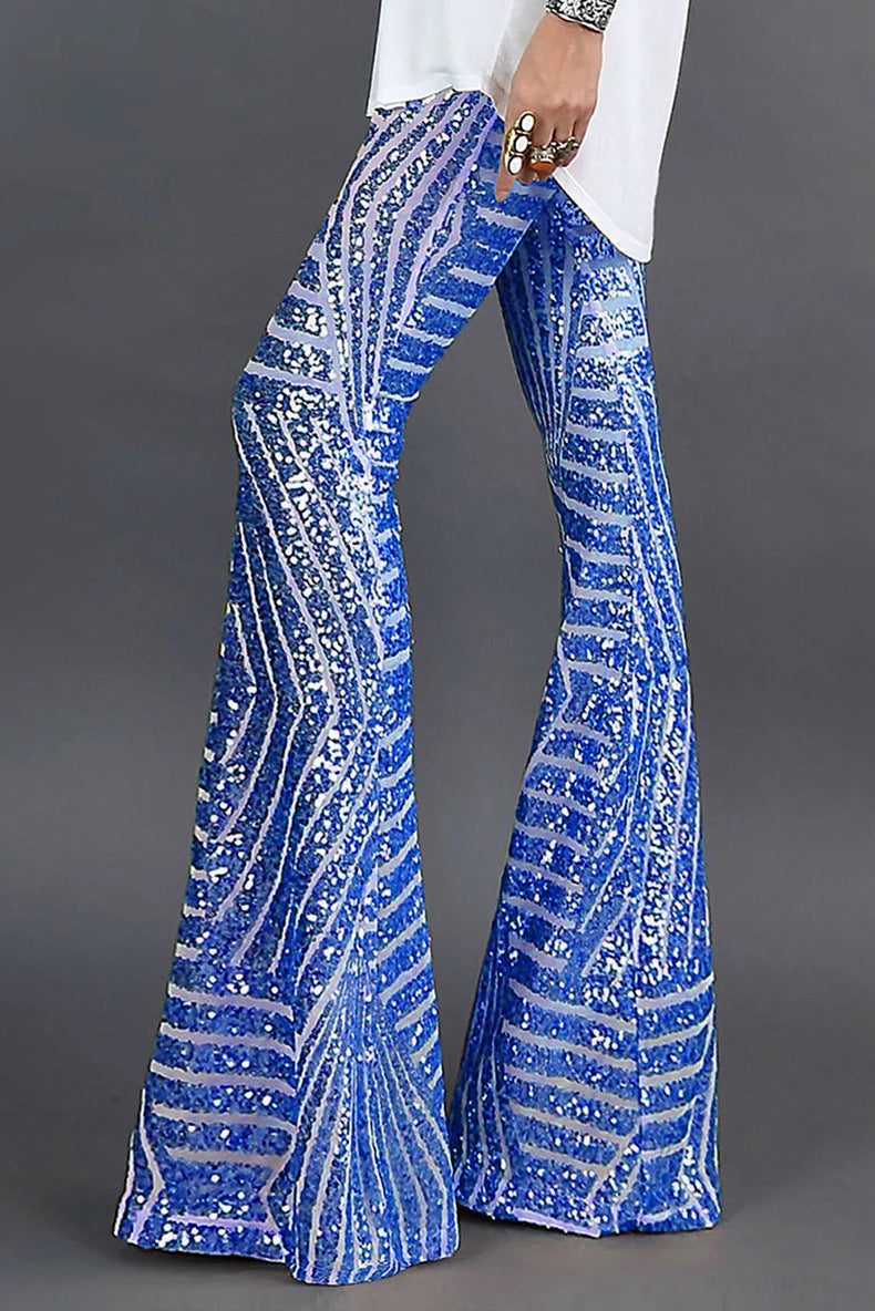Flared Trousers - High Waist Party Fit