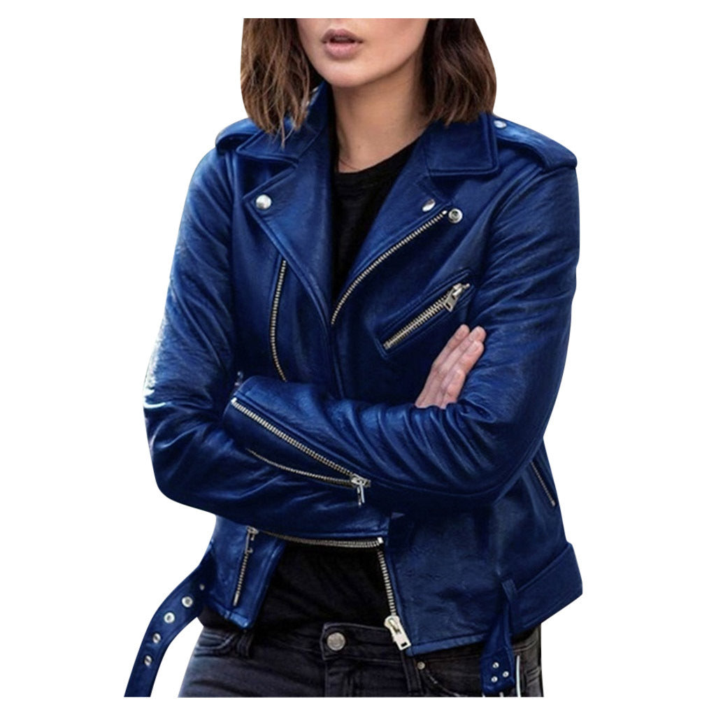 Biker Jacket - Zip Front Style with Lapel Collar