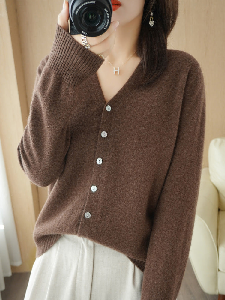 Cardigan - V Neck Button Front Knit
