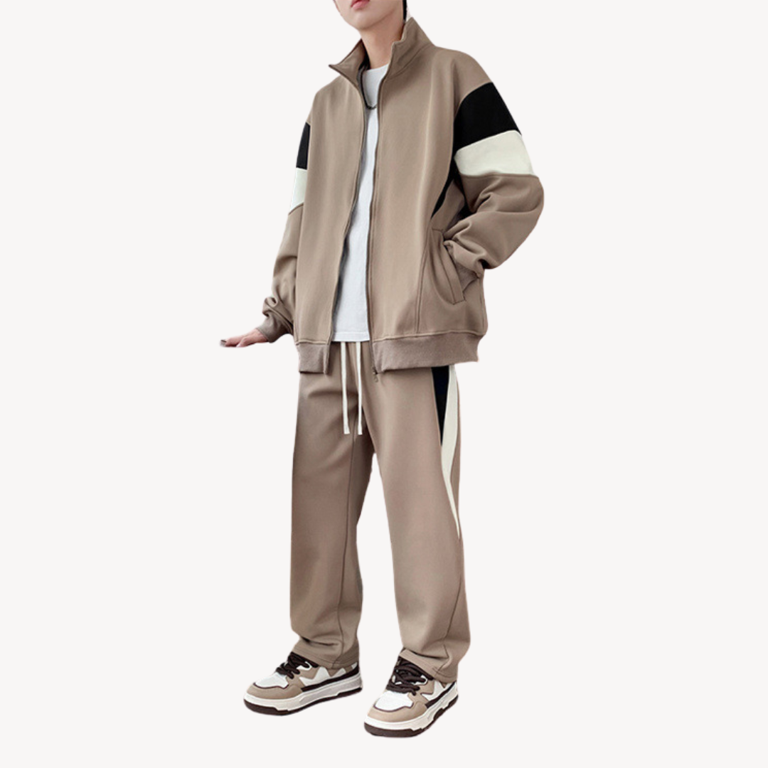 Tracksuit Set - Relaxed Fit Zip Jacket and Joggers