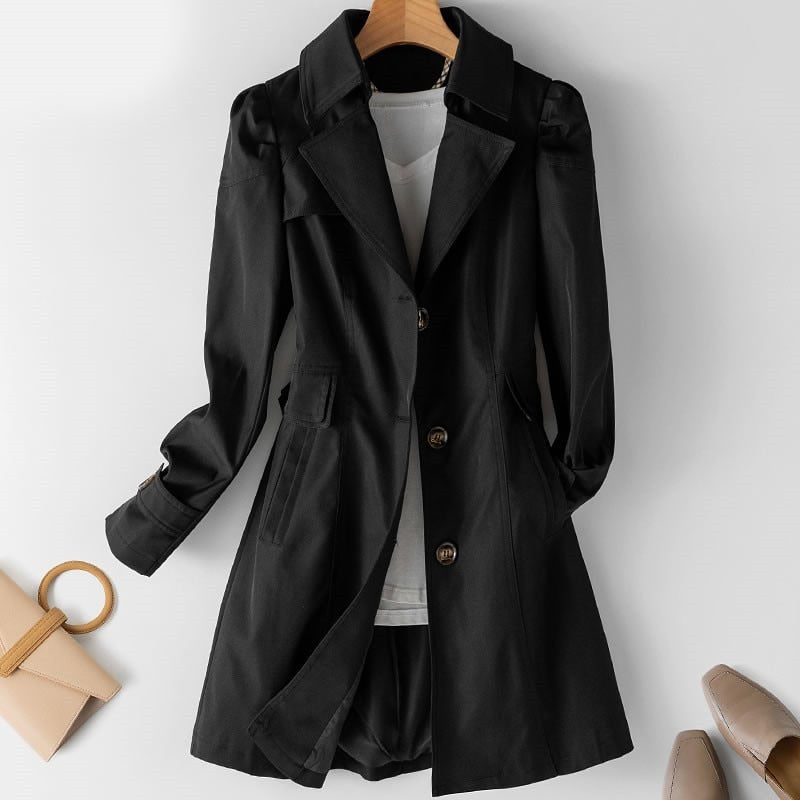 Trench Coat - Single Button Front with Tailored Style