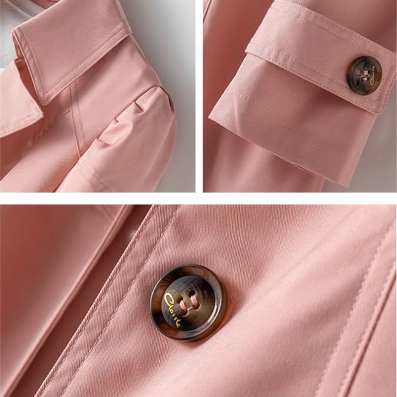 Trench Coat - Single Button Front with Tailored Style