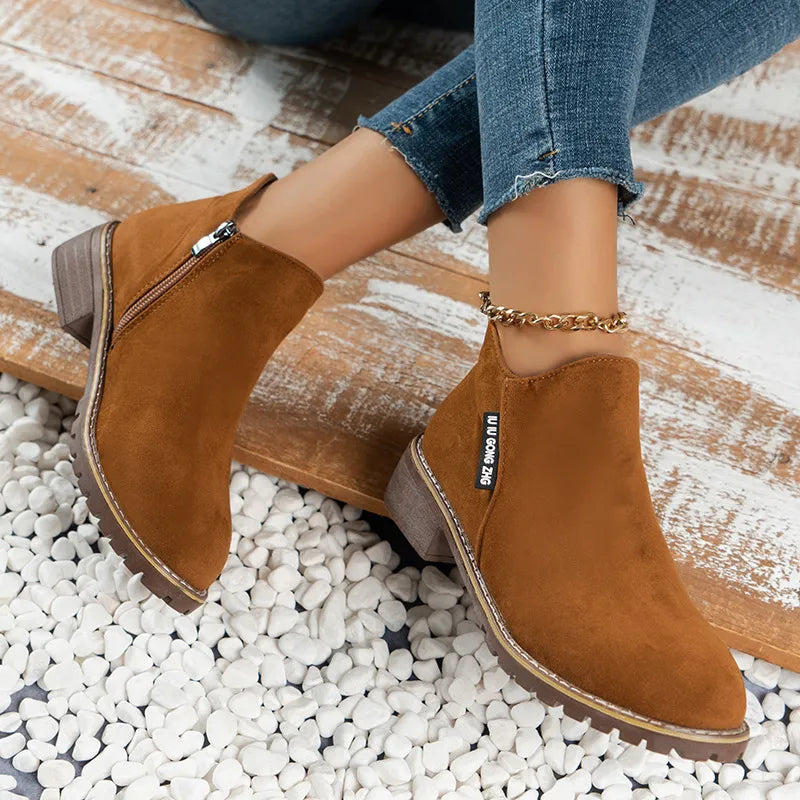 Ankle Boots | Block Heel with Side Zip