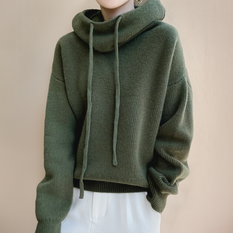 Oversized Hoodie Jumper - High Neck Drawstring Design