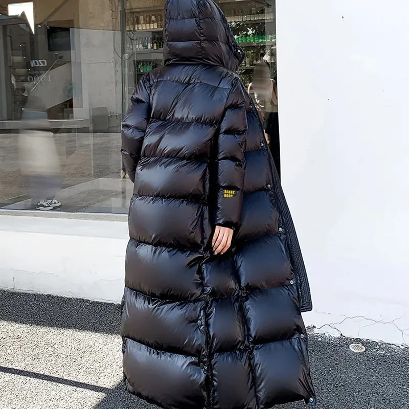 Long Puffer Coat - Hooded with Quilted Finish