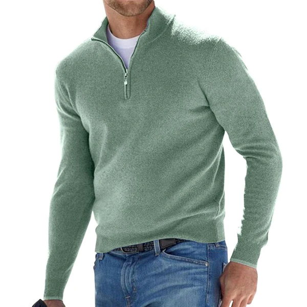 Quarter Zip Sweater | Classic Fit with Ribbed Hem