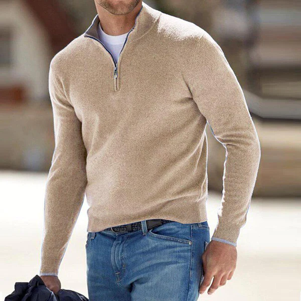 Quarter Zip Sweater | Classic Fit with Ribbed Hem