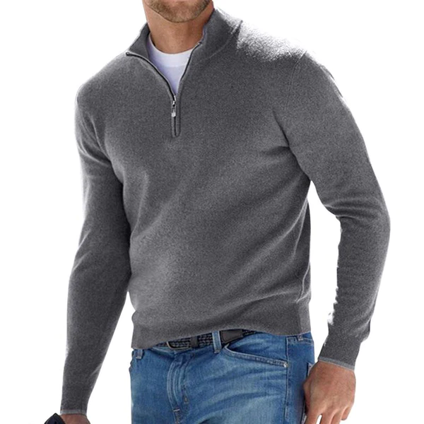 Quarter Zip Sweater | Classic Fit with Ribbed Hem