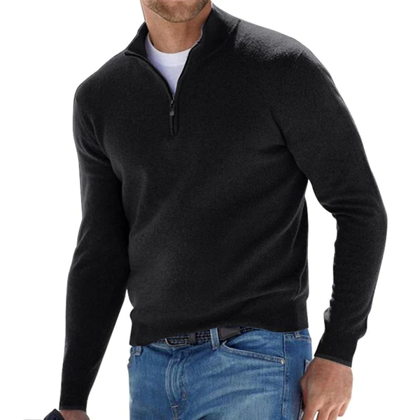 Quarter Zip Sweater | Classic Fit with Ribbed Hem