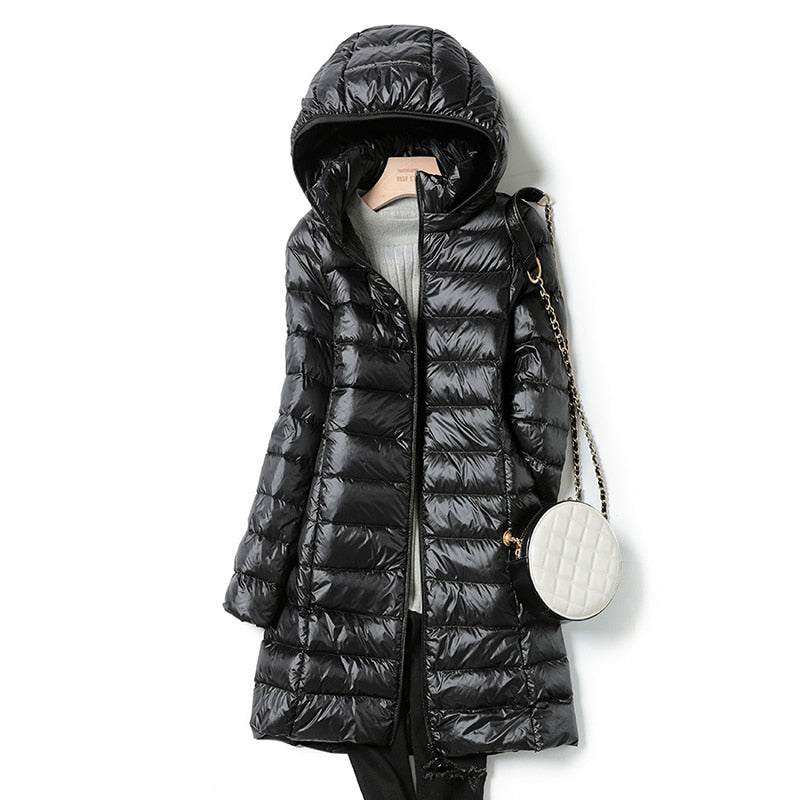 Puffer Coat - Hooded Longline Style for Winter Layering