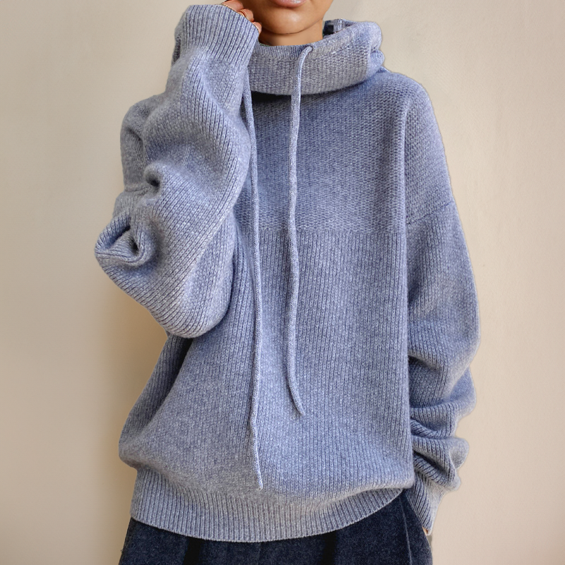 Oversized Hoodie Jumper - High Neck Drawstring Design