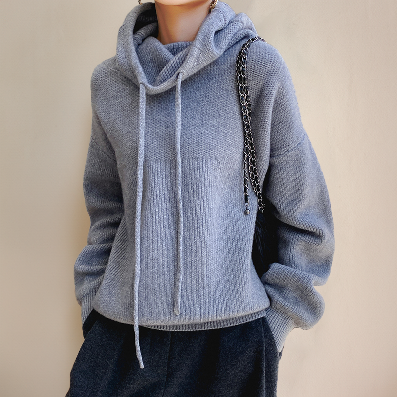 Oversized Hoodie Jumper - High Neck Drawstring Design