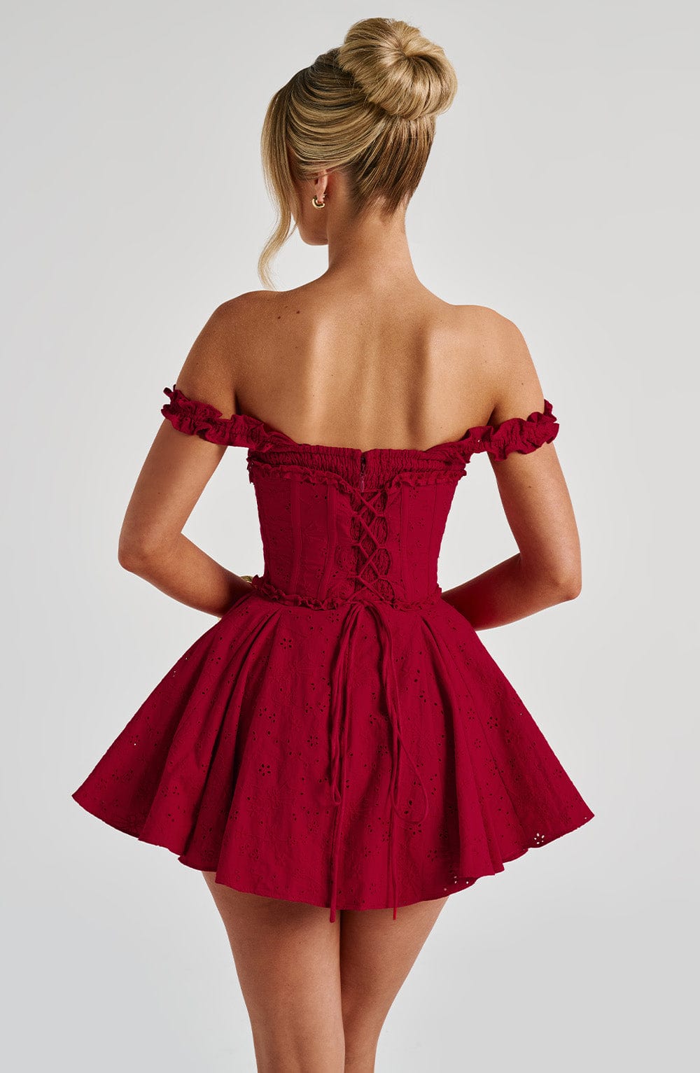 Women’s Off Shoulder Corset Playsuit | Flowy Mini Skirt