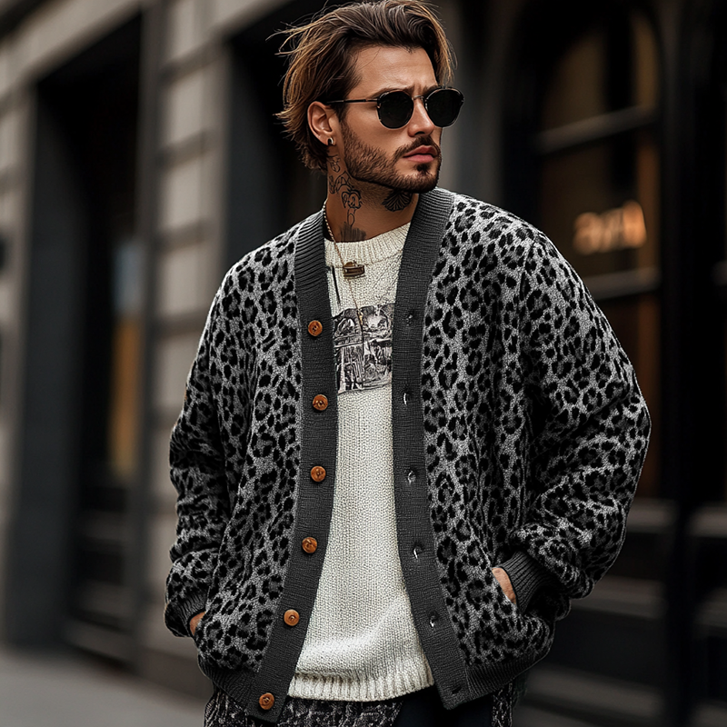 Leopard Print Cardigan - Button Front