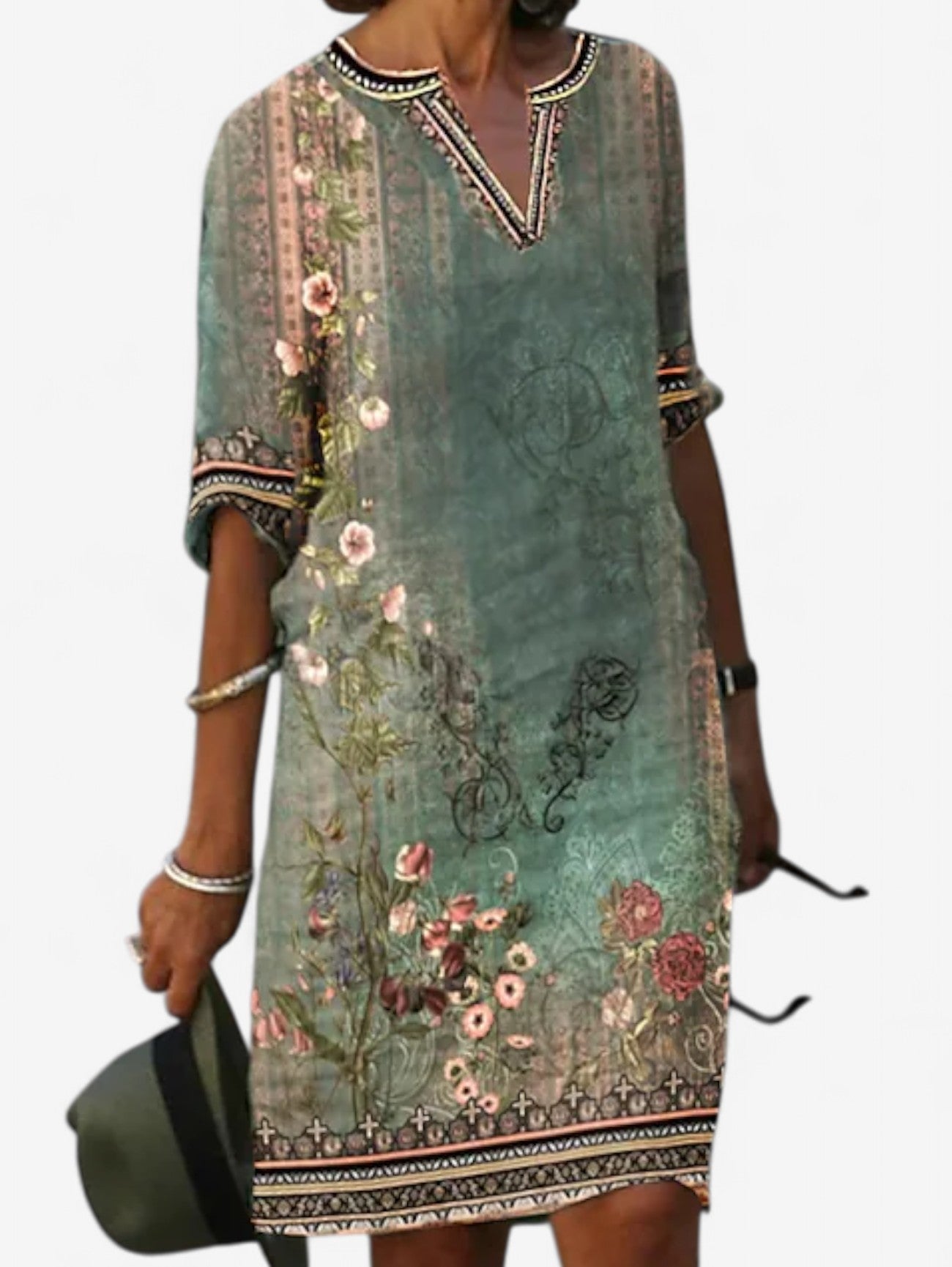 Women's Floral Boho Summer Midi Dress