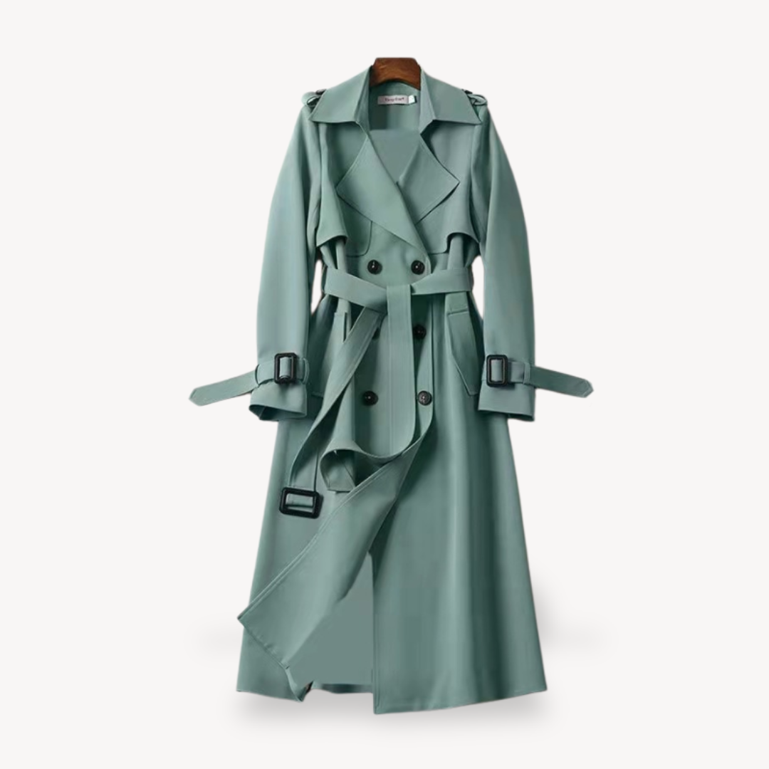 Trench Coat - Classic Double Button Style with Belt