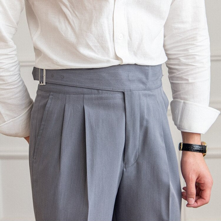 High Waist Formal Trousers | Tapered Fit with Pleats