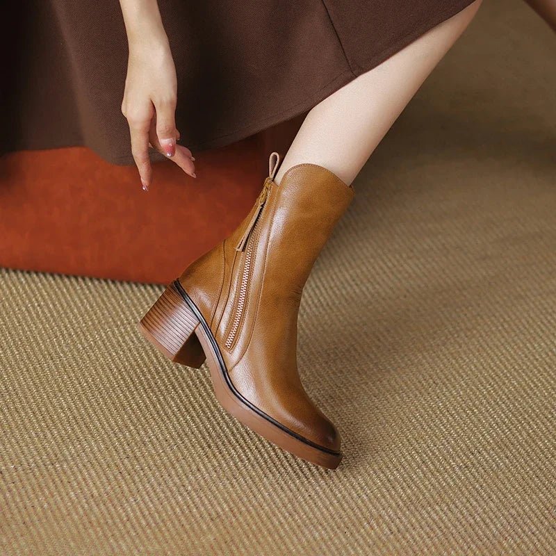 Ankle Boots | Block Heel with Side Zip Detail