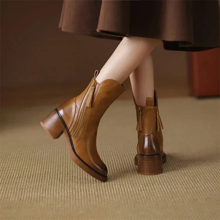 Ankle Boots | Block Heel with Side Zip Detail