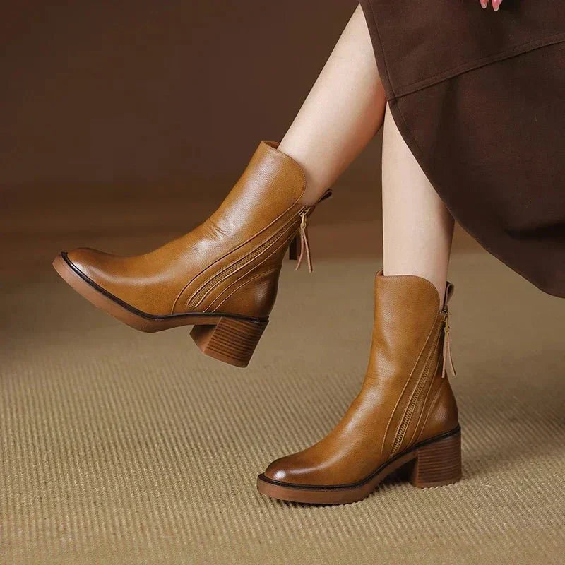 Ankle Boots | Block Heel with Side Zip Detail
