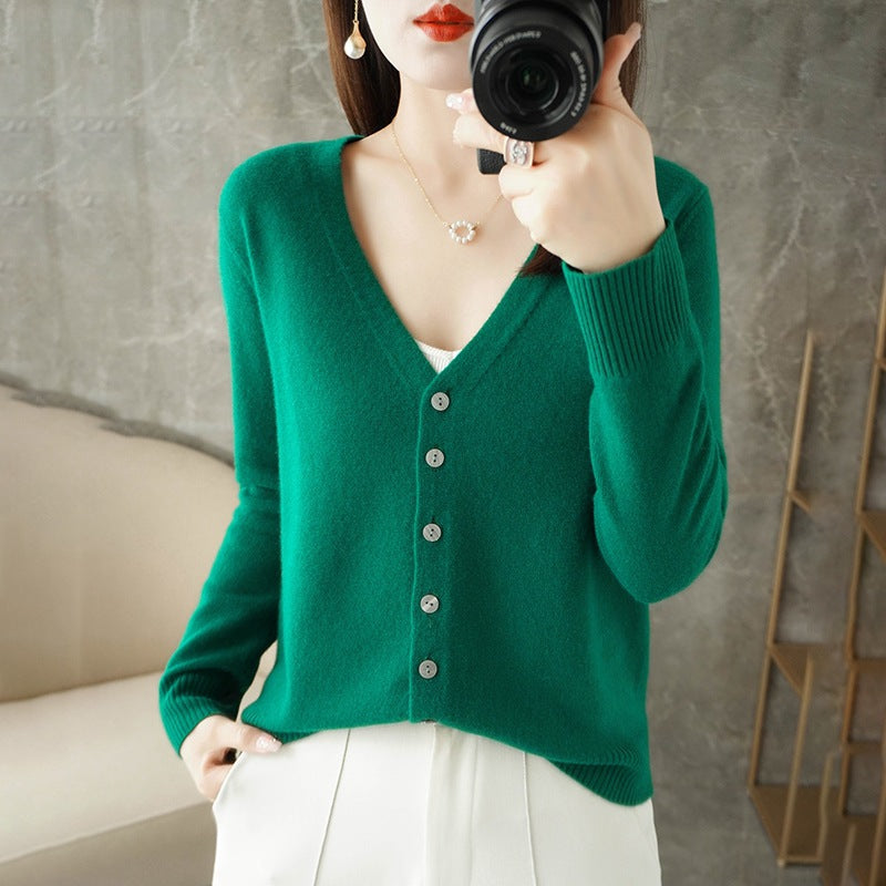 Cardigan - V Neck Button Front Knit
