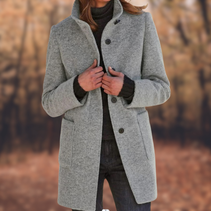Mid Length Coat - Button Front with Straight Fit