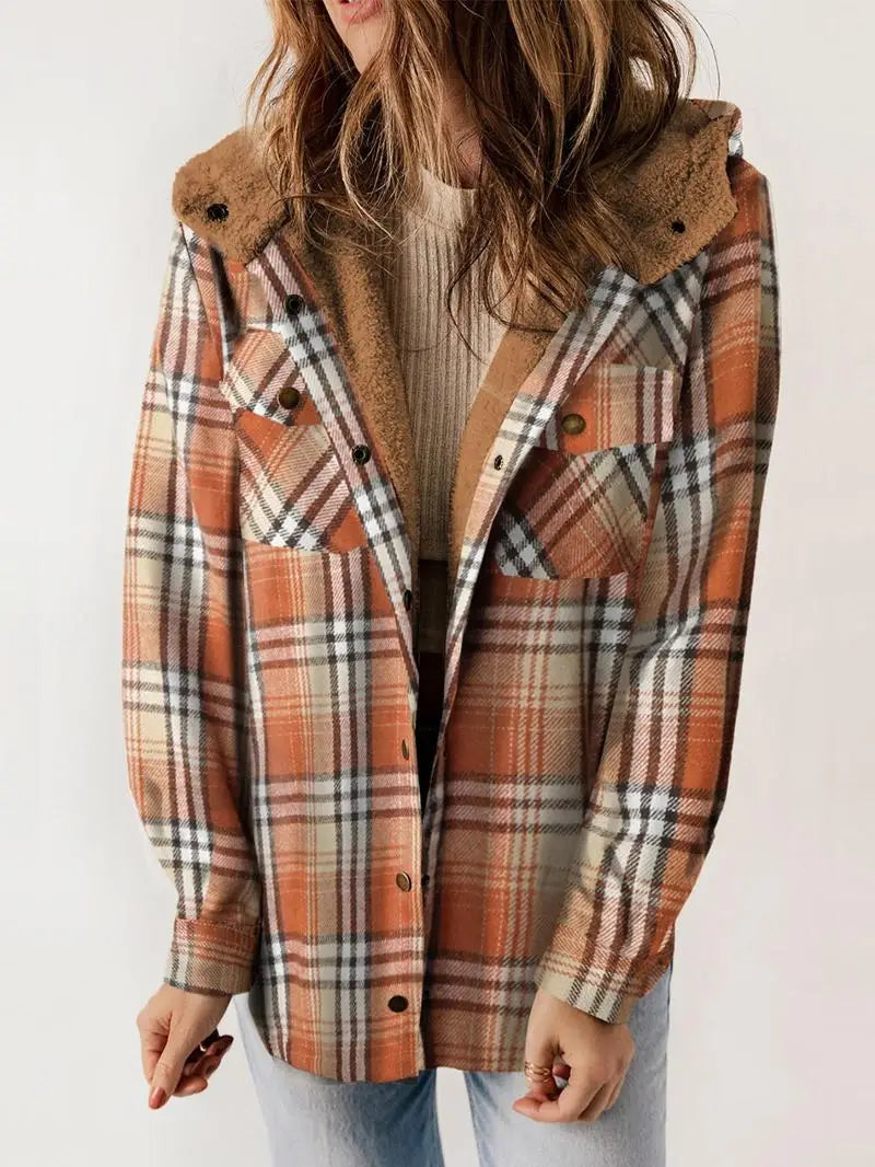 Plaid Shacket | Button Front with Hood