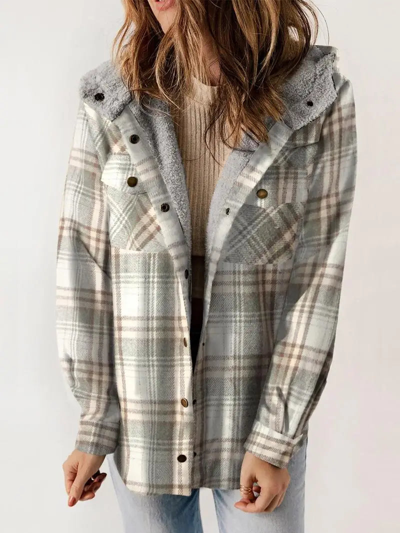 Plaid Shacket | Button Front with Hood