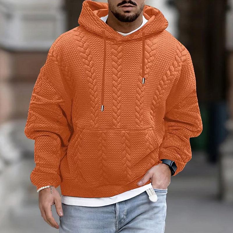 Pullover Hoodie - Cable Knit Pattern with Drawstring Hood