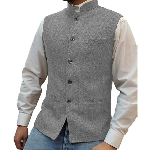 Stand Collar Vest | Button Front Classic Style