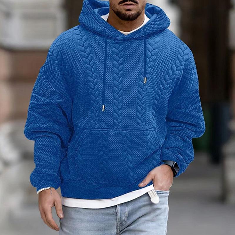 Pullover Hoodie - Cable Knit Pattern with Drawstring Hood