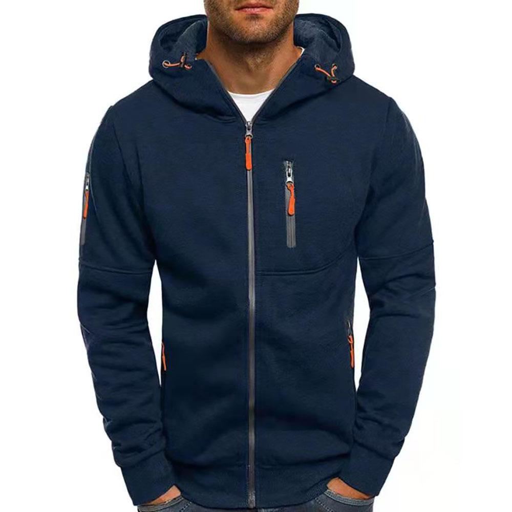 Zip Up Hoodie - Drawstring Hood with Multiple Zipper Pockets