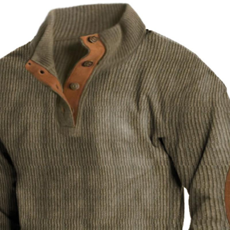 Long Sleeve Pullover | Ribbed Knit with Button Collar