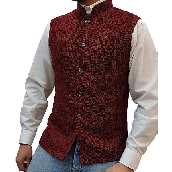 Stand Collar Vest | Button Front Classic Style