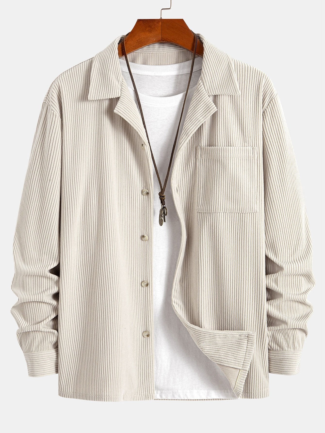 Open Collar Shirt | Long Sleeve Button Down