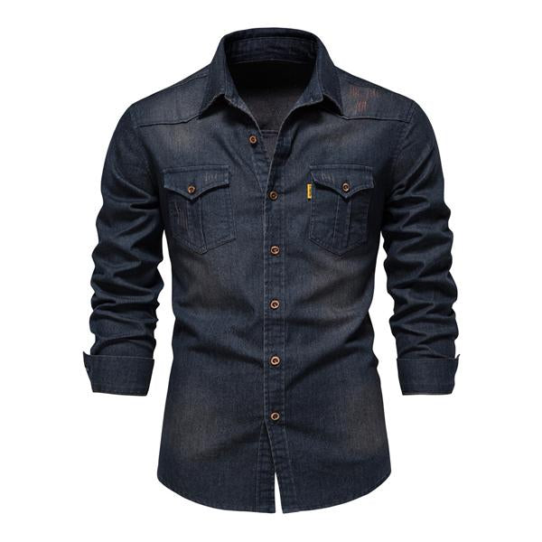 Denim Blouse | Long Sleeve with Button Front and Chest Pockets
