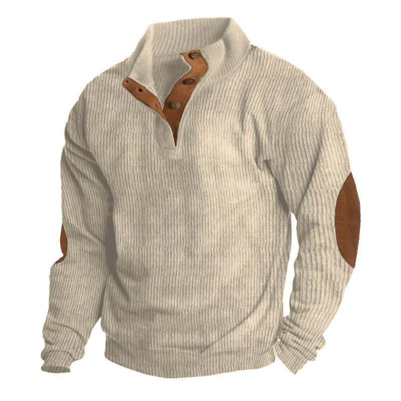 Long Sleeve Pullover | Ribbed Knit with Button Collar