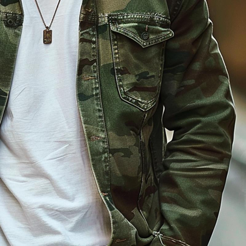 Camo Jacket | Button Front Military Style