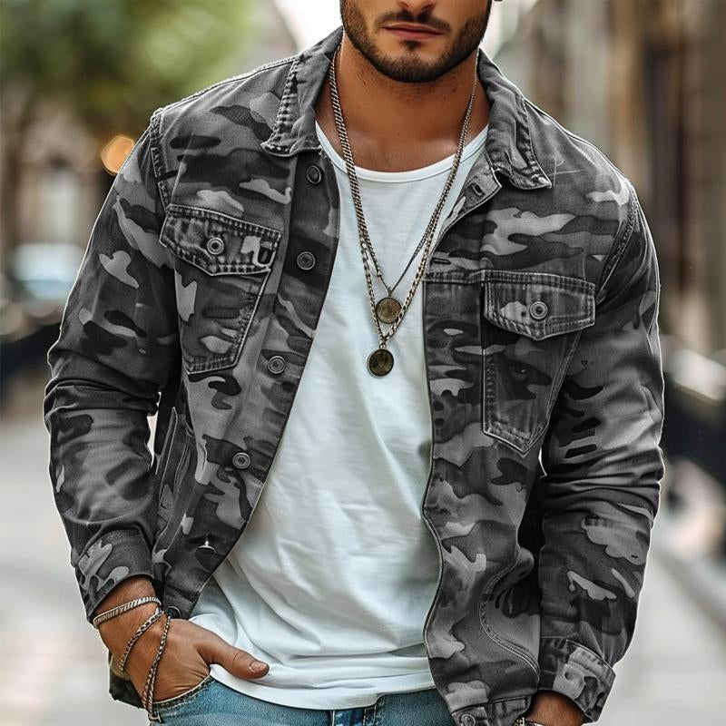 Camo Jacket | Button Front Military Style