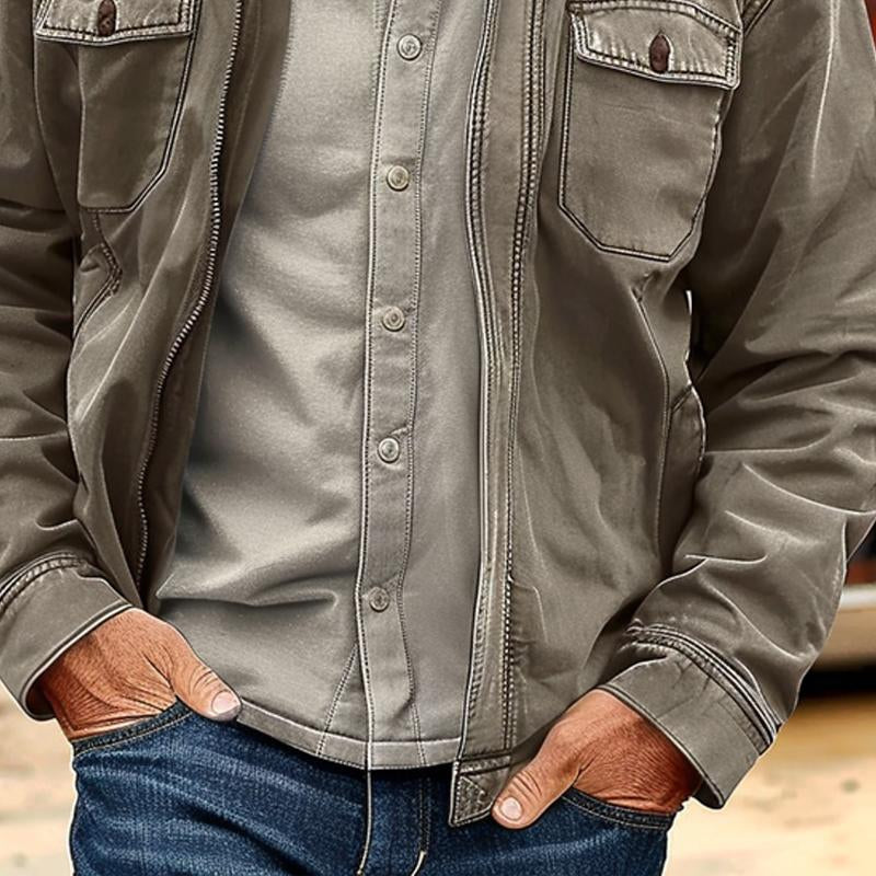 Casual Zip Trucker Jacket | Field Style with Chest Pockets