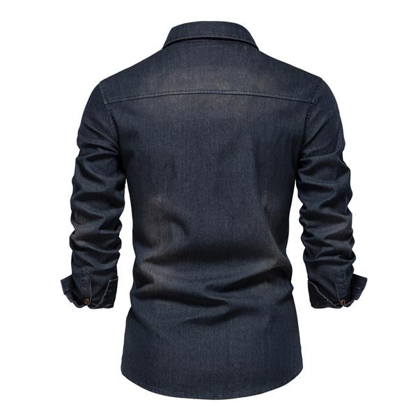 Denim Blouse | Long Sleeve with Button Front and Chest Pockets